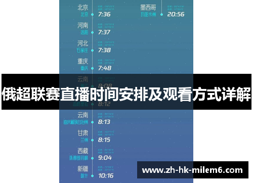 俄超联赛直播时间安排及观看方式详解