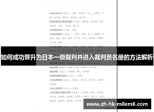 如何成功晋升为日本一级裁判并进入裁判员名册的方法解析